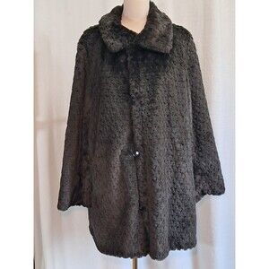 NEW Platinum Utex Size L Faux Fur Reversible Peacoat Raincoat Dark Brown